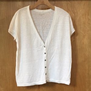 Eileen Fisher 100% Linen Button-Up Blouse Top